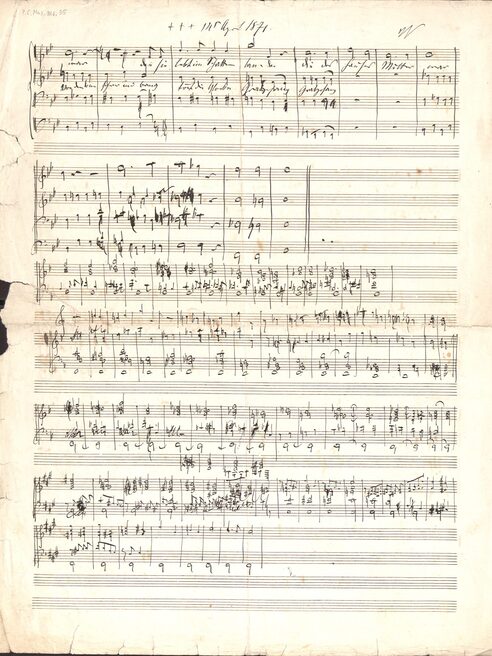 Peter Cornelius: Entwurf der Vertonung von Schillers Glocke. Autograph