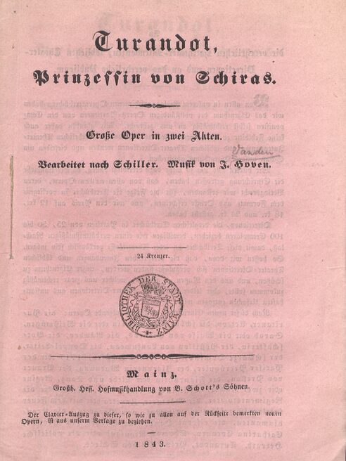 Vorderdeckel J. Hoven: Turandot