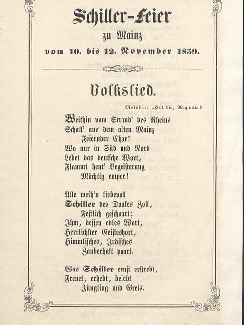 Liedblatt zur Schiller-Feier in Mainz 1859