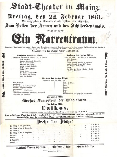 Theaterzettel Ein Narrentraum 22.2.1861