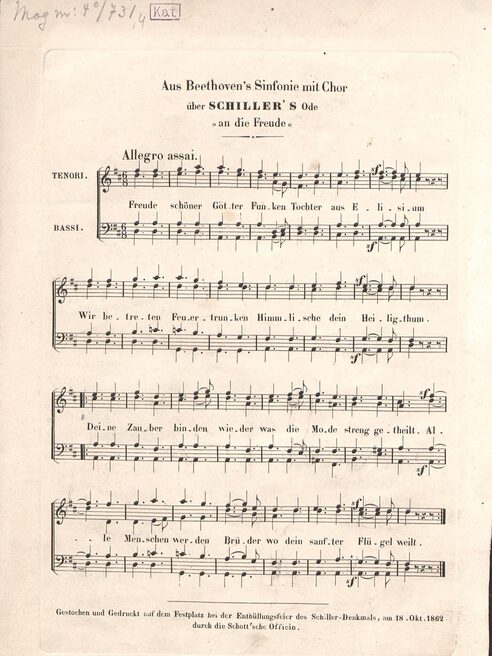 Liedblatt Ode an die Freude