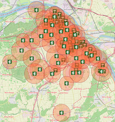 Karte mit den Sirenenstandorten im Stadtgebiet Mainz
