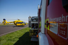 Blick auf den Rettungshubschrauber.