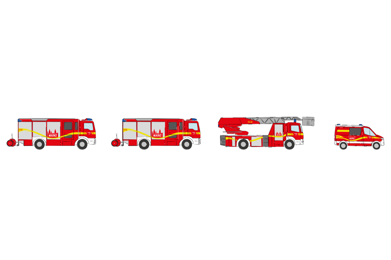 فرقة الإطفاء (LZ): سيارتا إطفاء، وسلم دوار، ومركبة قيادة (16 وظيفة)