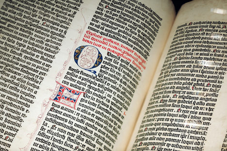 Detail einer Gutenberg-Bibel (Shuckburgh-Exemplar)