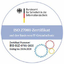 BSI-Zertifikat auf Basis von IT-Grundschutz der KDZ Mainz © Kommunale Datenzentrale Mainz