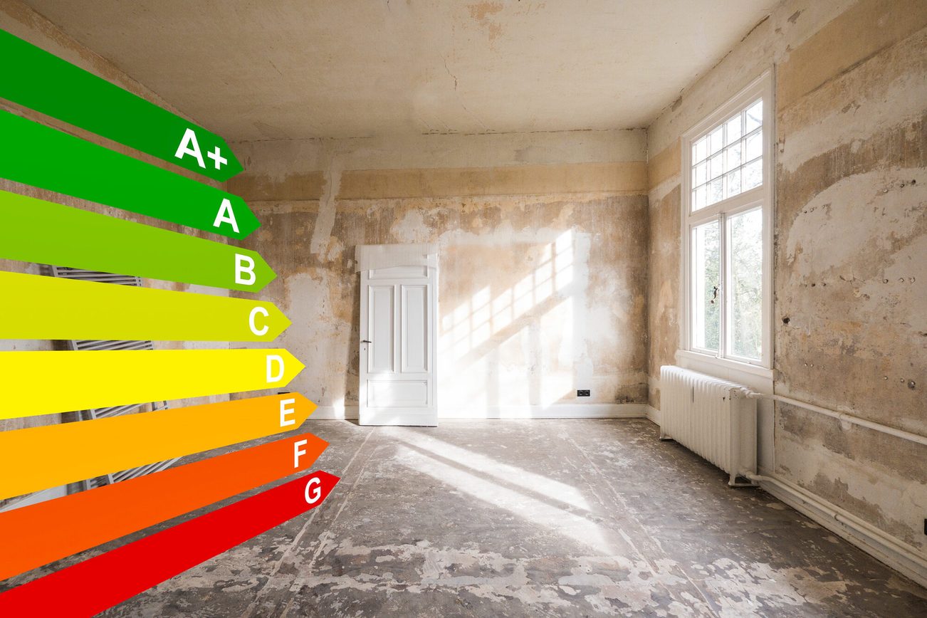Energieeffizienzklassen, Kernsanierung einer alten Villa in Remscheid, Deutschland