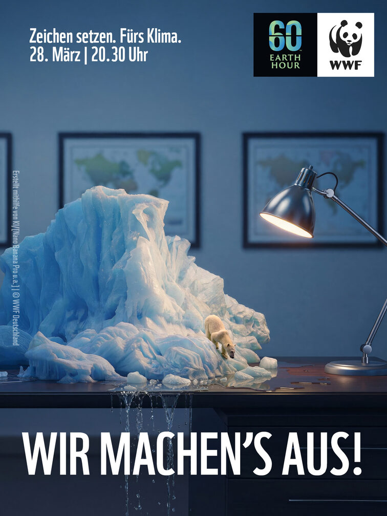 Schmelzender Eisberg auf Schreibtisch