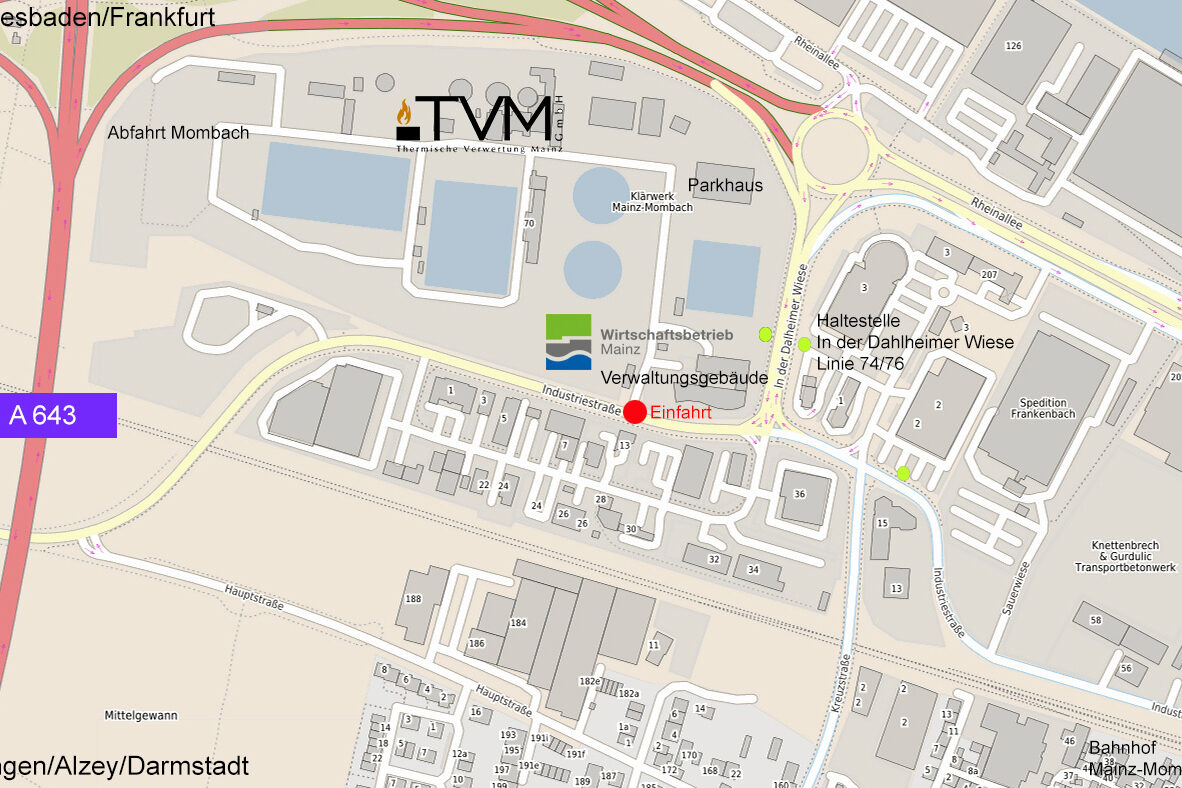 Stadtplan mit der TVM