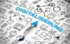 Blaue Schrift Digitalisierung
