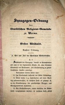 Wormser Synagogenordnung, 1842 (StadtAWo Abt. 203 Nr. 95)