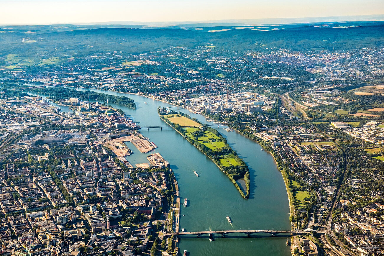 Vue aérienne des environs de Mayence