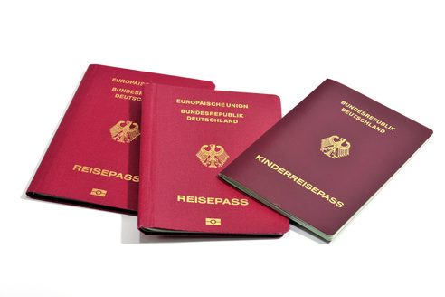 2 passports and 1 child's passport issued by the Federal Republic of Germany.
