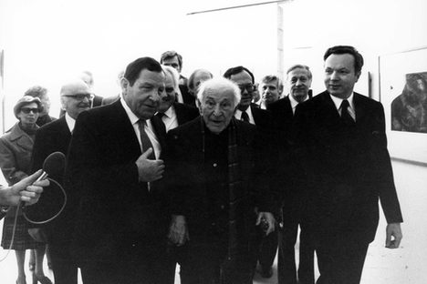 Jockel Fuchs, Marc Chagall und Monsignore Klaus Mayer in Nizza