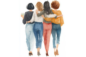 Ein Aquarell mit 4 Frauen die umarmt von der Rückseite zu sehen sind. © Pixabay/Tyli Jura